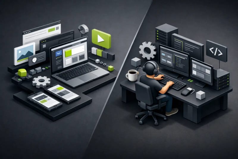 Article cover: Visual CMS or Traditional Development for Businesses