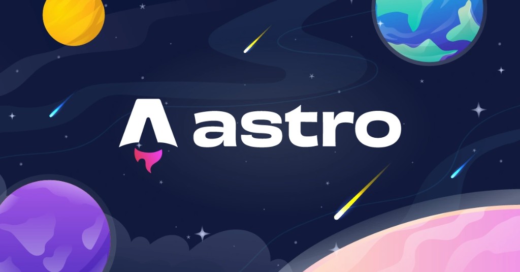 Logo de Astro sobre un fondo espacial